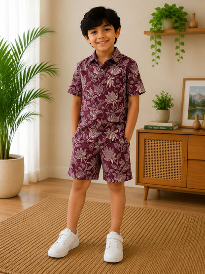 Boys Half Sleeve Cotton Shirts and Shorts Sets