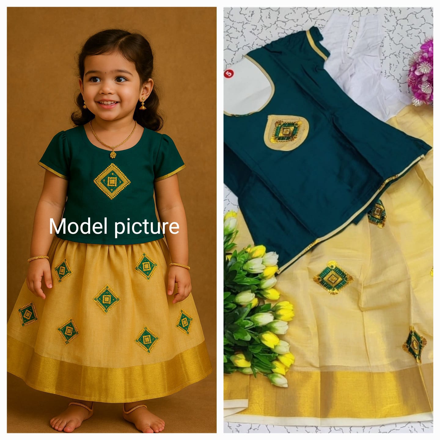 Girls Semi Silk Skirt Blouse