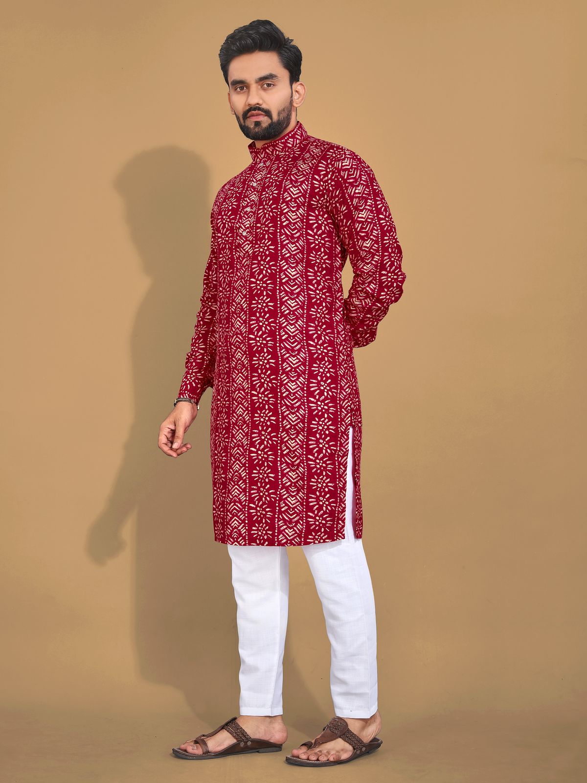 Men's Printed Cotton Kurta