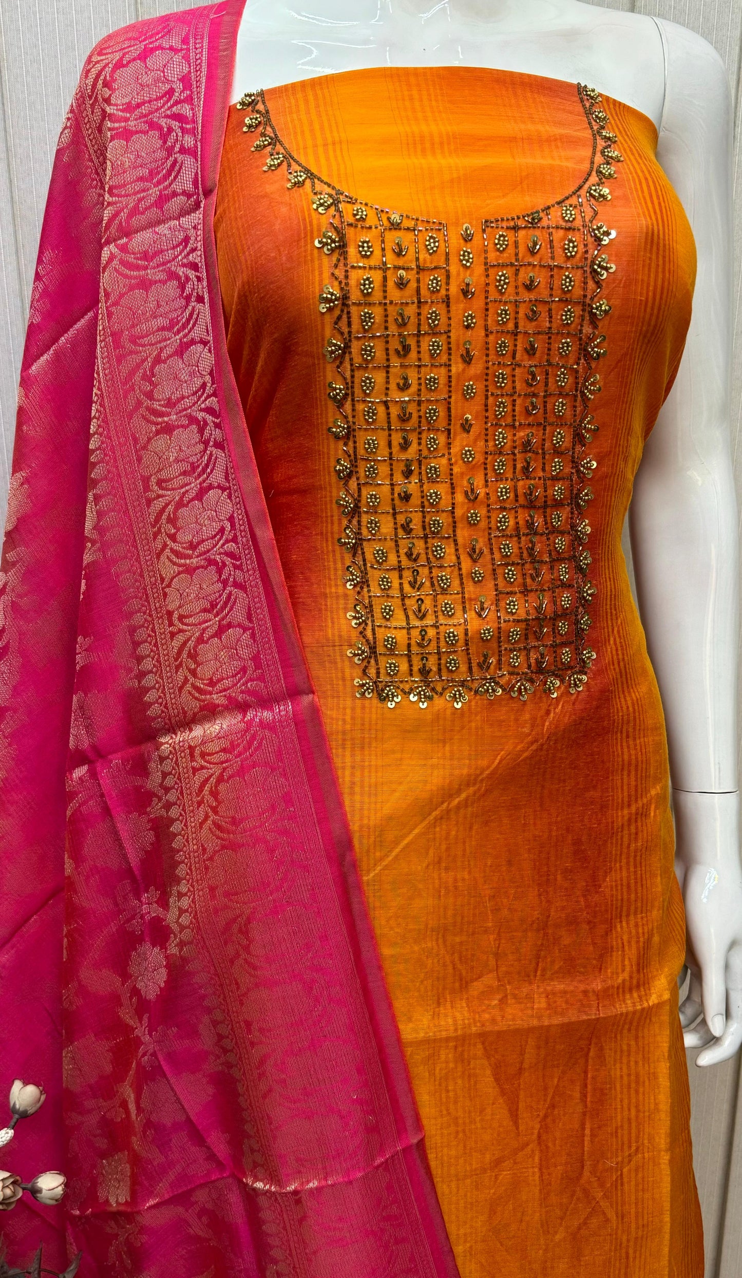 Raw Silk Embroidery Dress materials