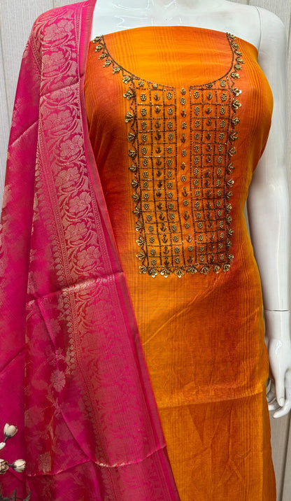 Raw Silk Embroidery Dress materials