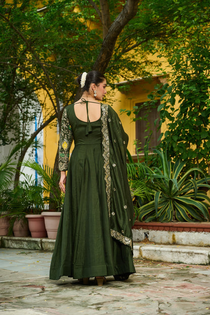 Georgette Silk Gown With Dupatta