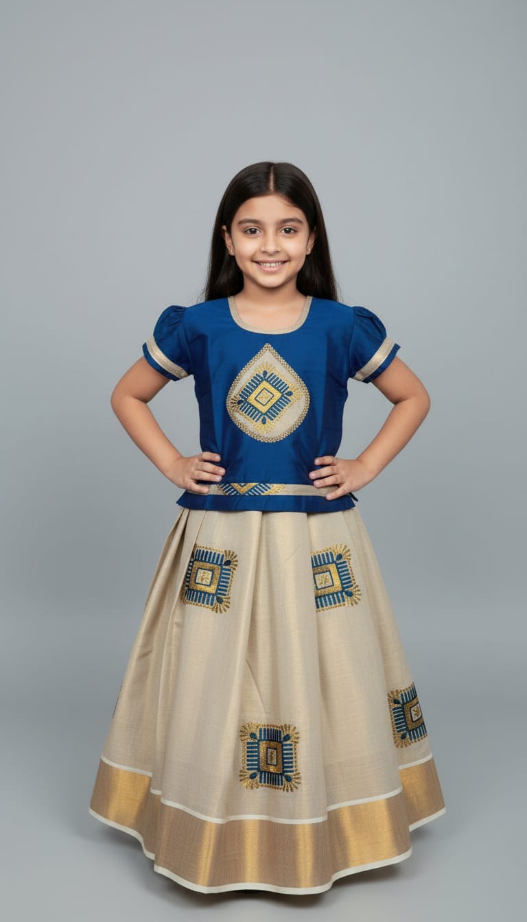 Girls Semi Silk Skirt Blouse