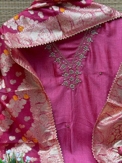 Raw Silk Embroidery Dress materials