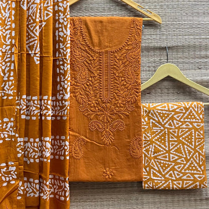 Cotton Silk Lucknowi Dress Materials