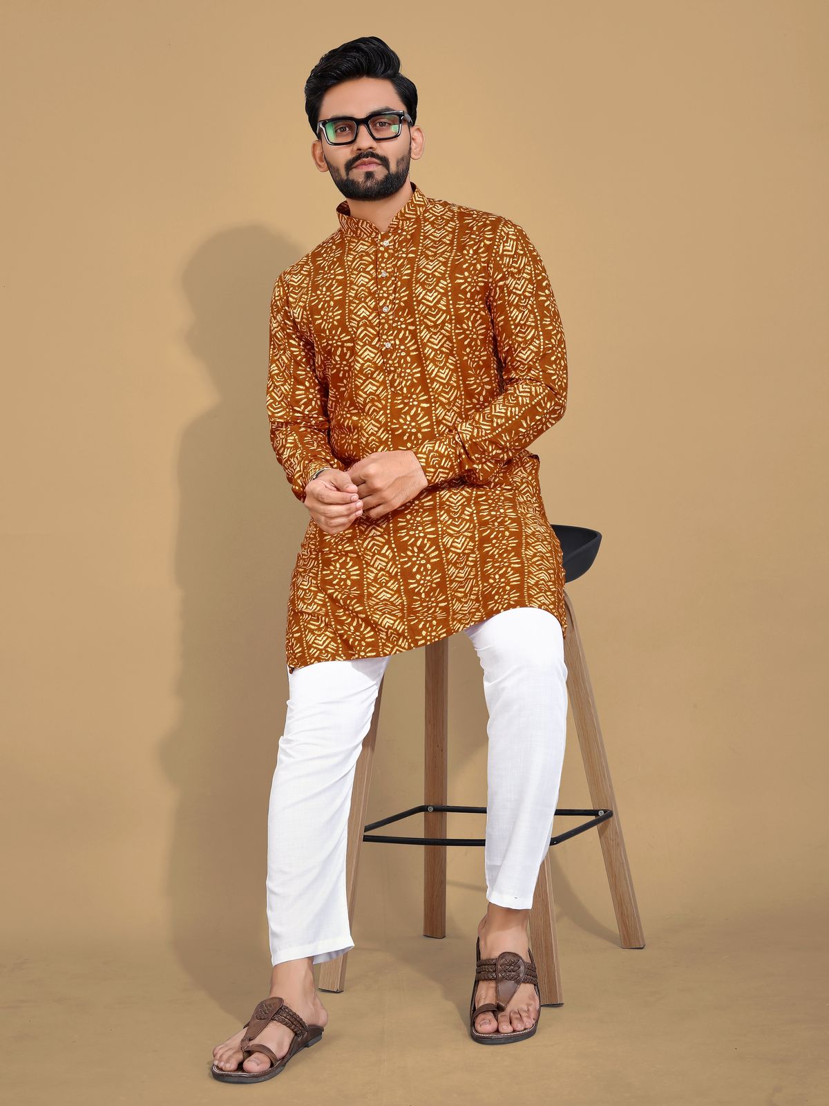 Men's Printed Cotton Kurta