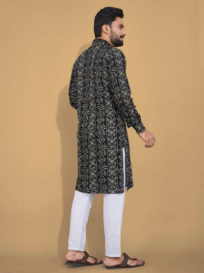 Men's Printed Cotton Kurta