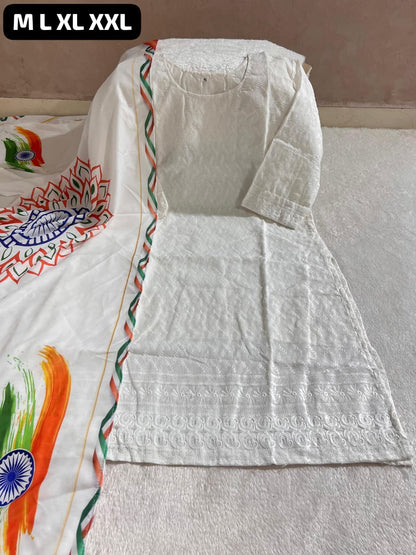 Tiranga Cotton Kurti Dupatta