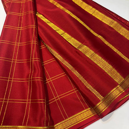 Checked Pure Mysore Silk Sarees