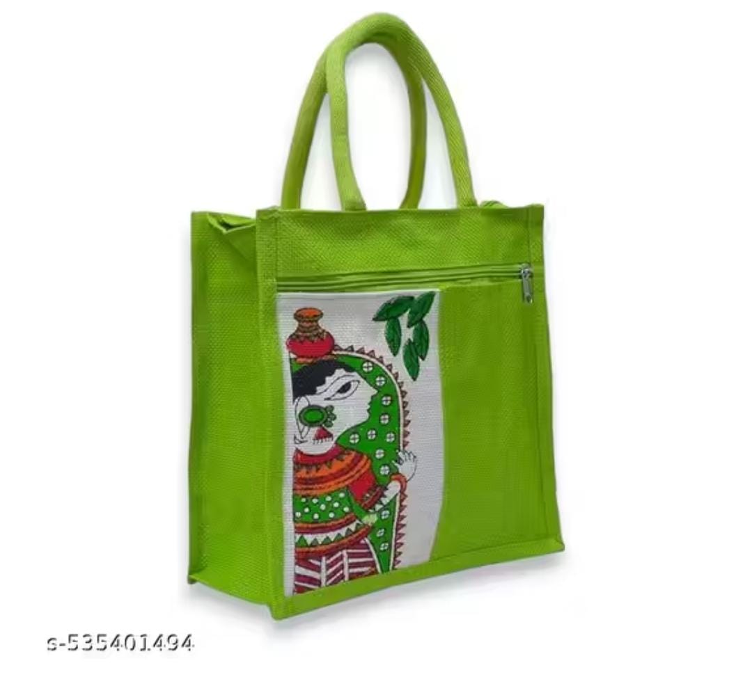Durga Print Jute Bags Set of 10