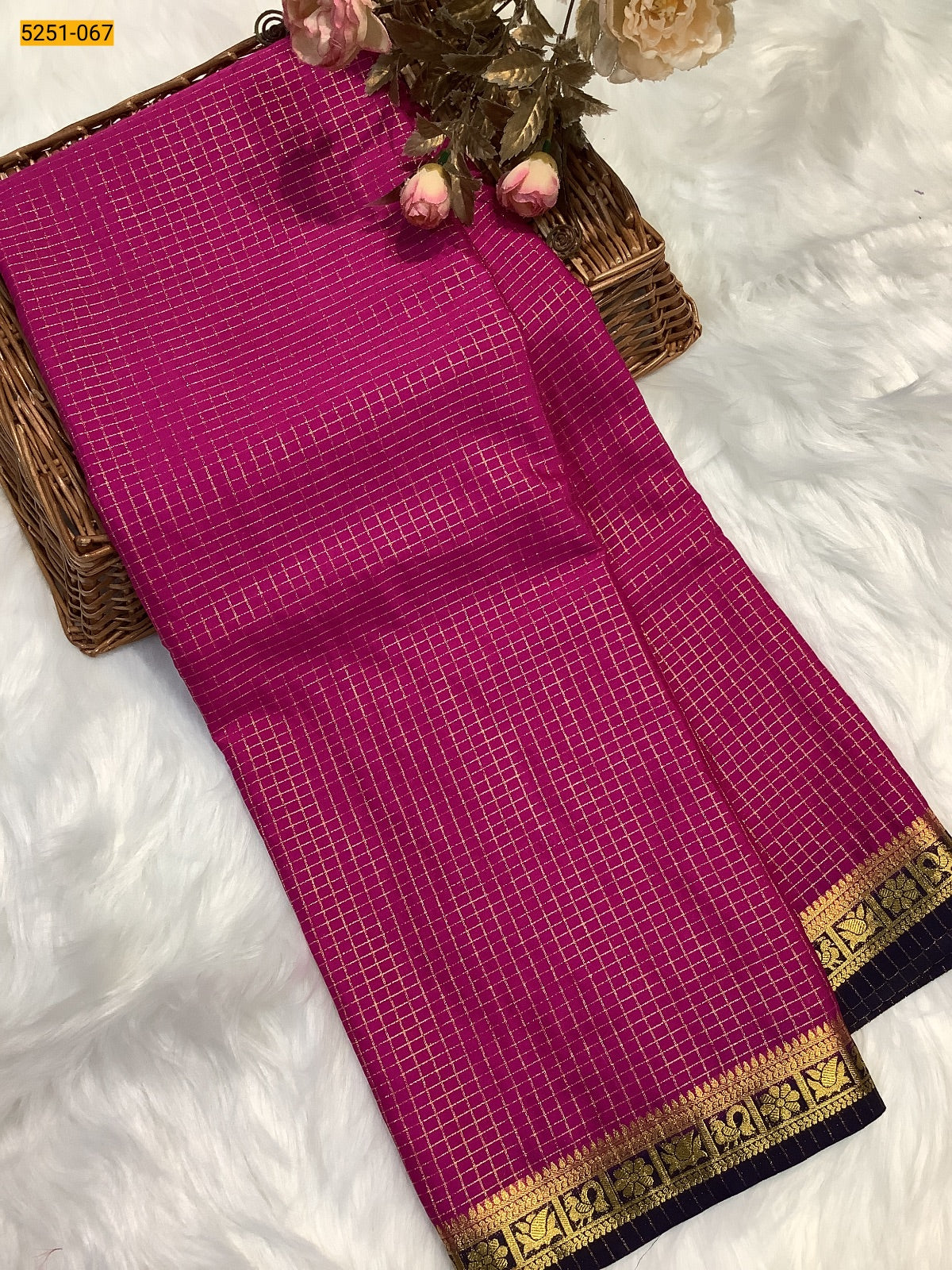 Semi Mysore Silk Checked Sarees