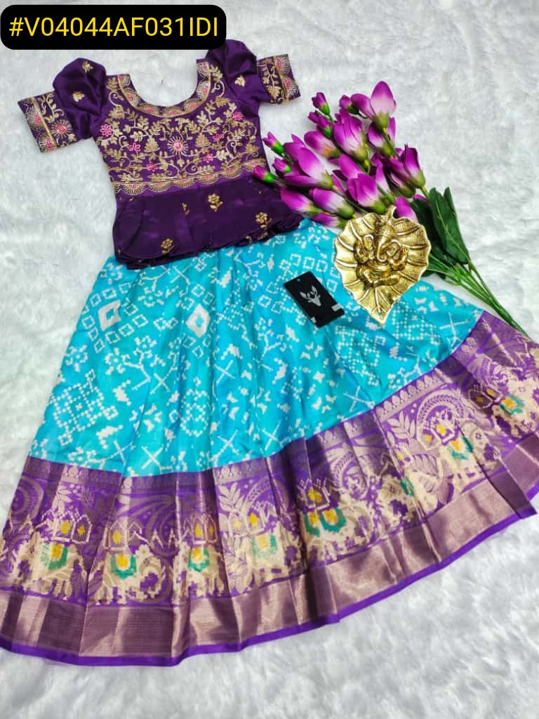 Girls Readymade Raw Silk Lehenga Blouse