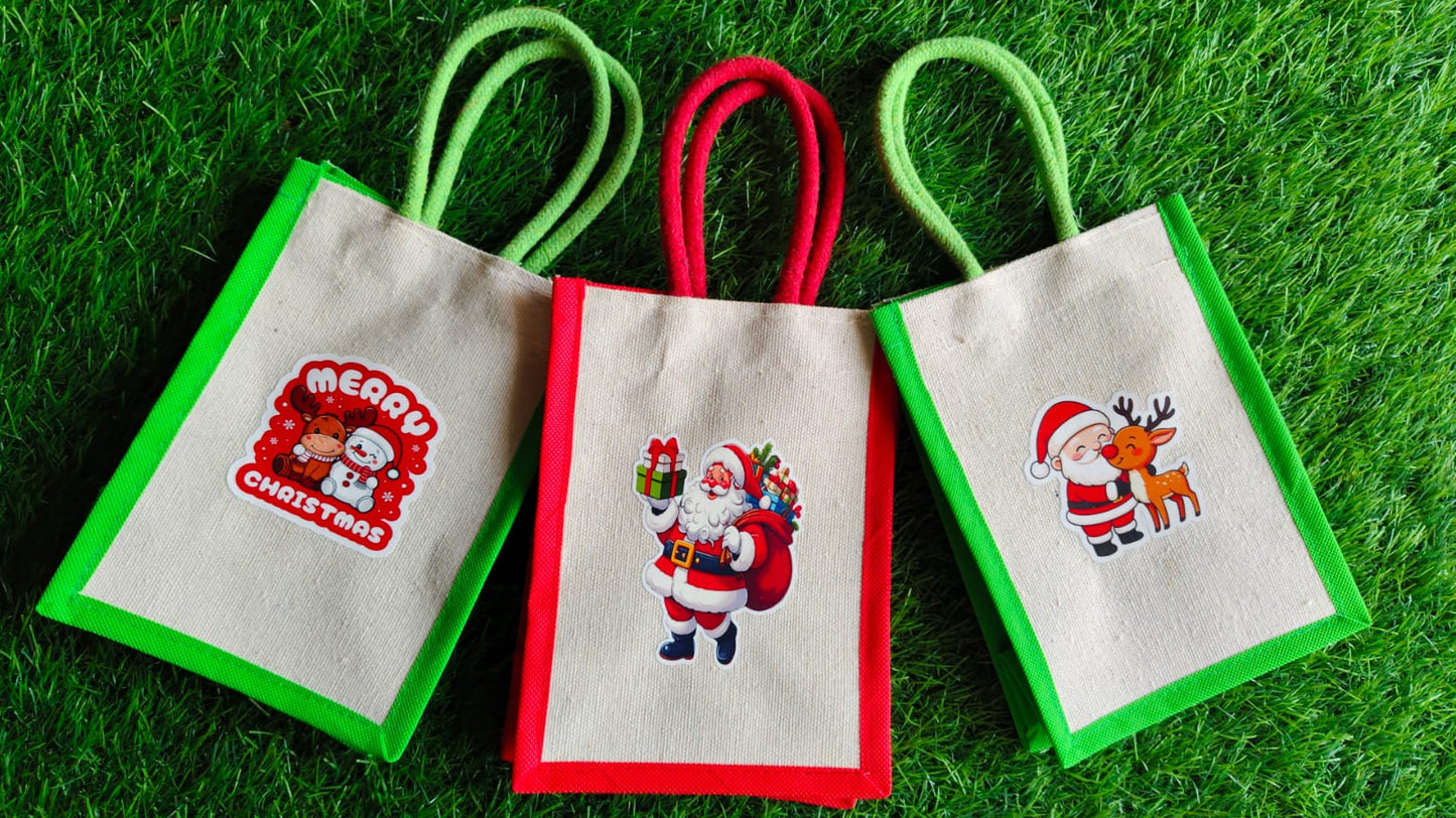 Christmas Jute Gift Bags 10 Nos.