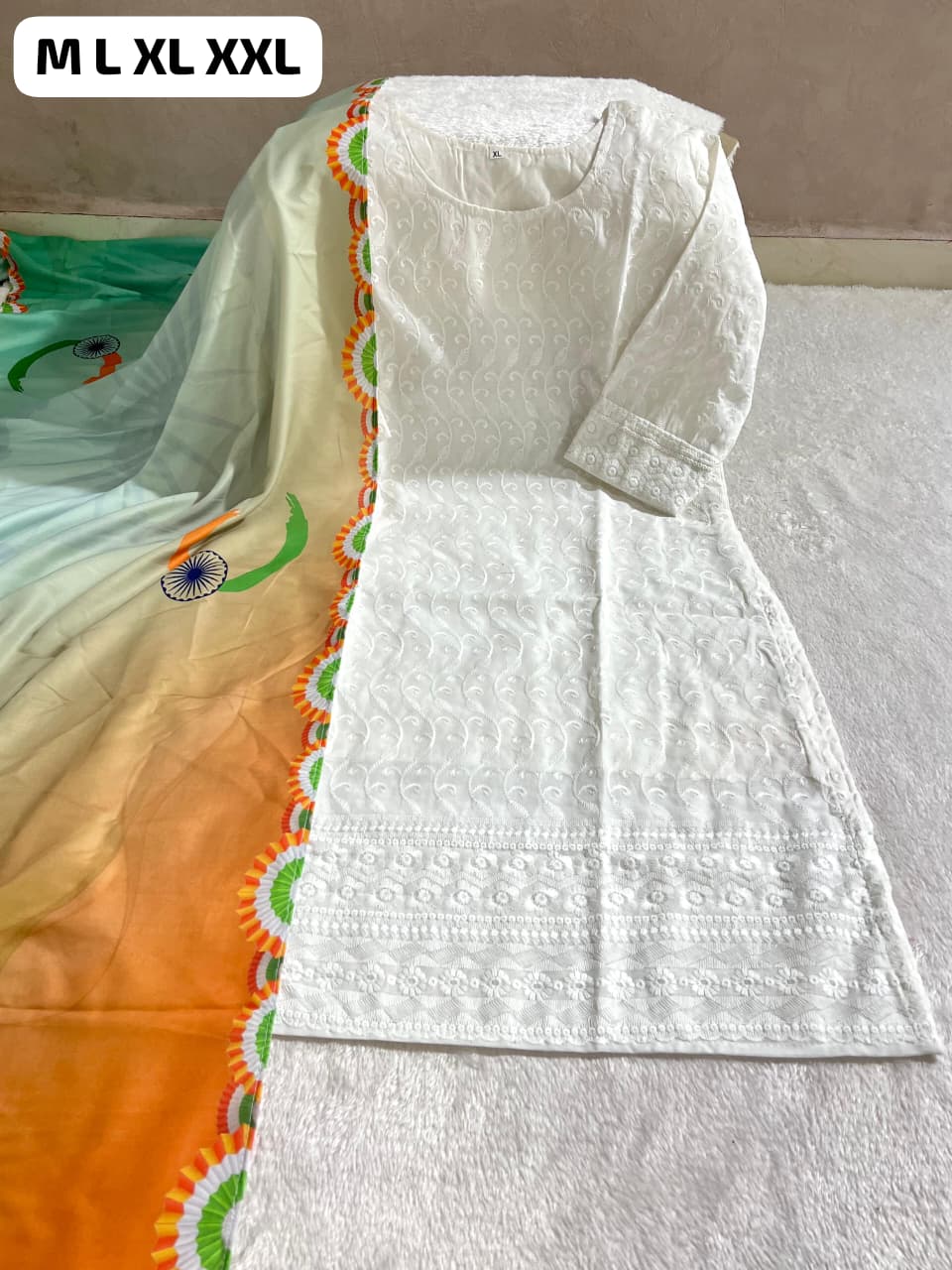 Tiranga Cotton Kurti Dupatta