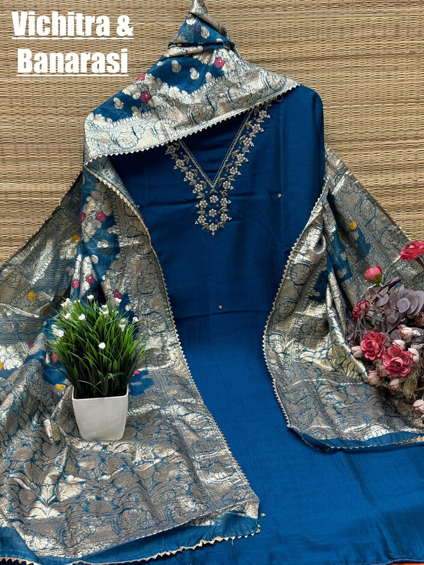 Raw Silk Embroidery Dress materials