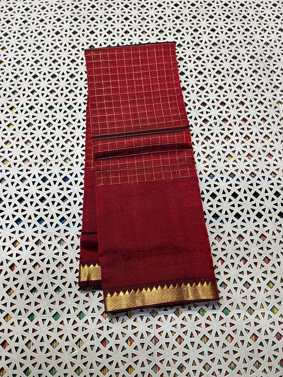 Mangalagiri  Pattu Checked Sarees
