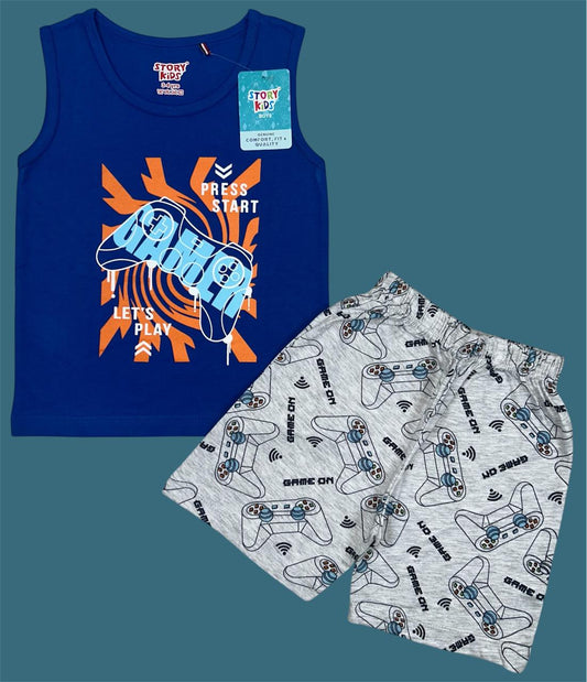 Boys Sleeveless Cotton T-shirts and shorts Pack of 2