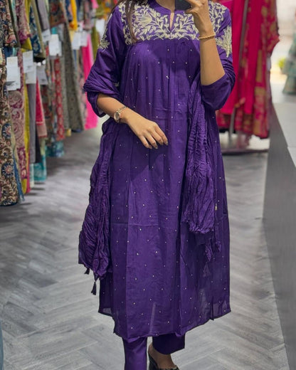 Rayon Embroidery Anarkali Kurti Sets