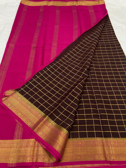 Checked Pure Mysore Silk Sarees