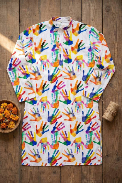 Holi Print Couple Kurta Combo