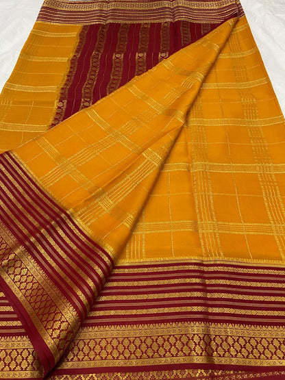 Checked Pure Mysore Silk Sarees
