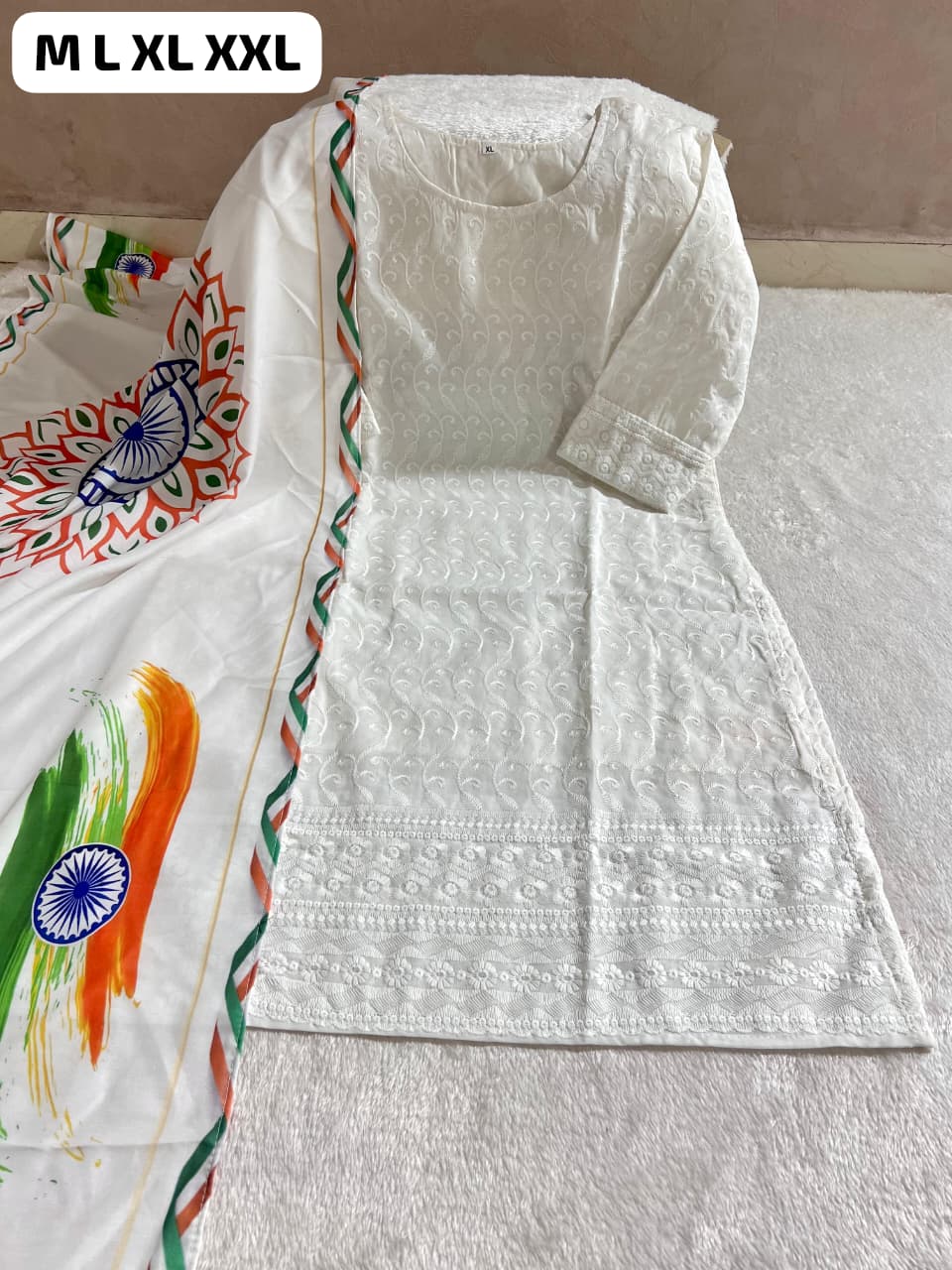 Tiranga Cotton Kurti Dupatta