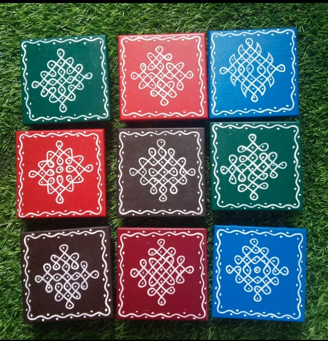 Square Pooja Manai Set of 10