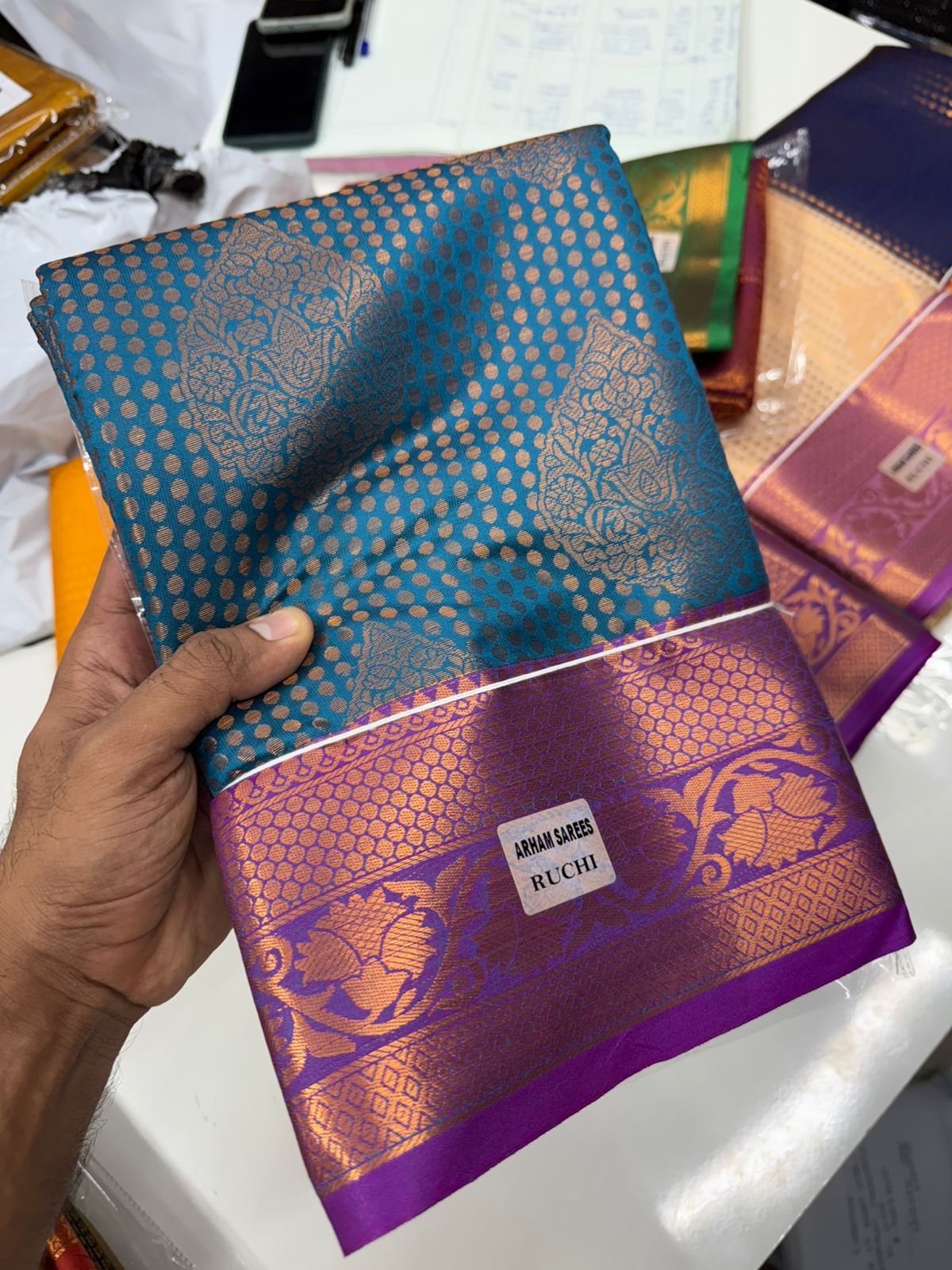 Semi Silk Embossed Sarees