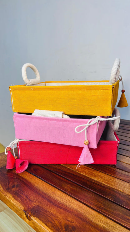 Jute Foldable Trays set of 10
