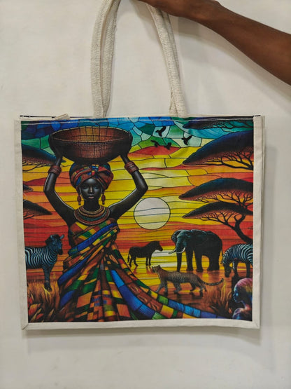 Jute Shopping Bags Set of 6