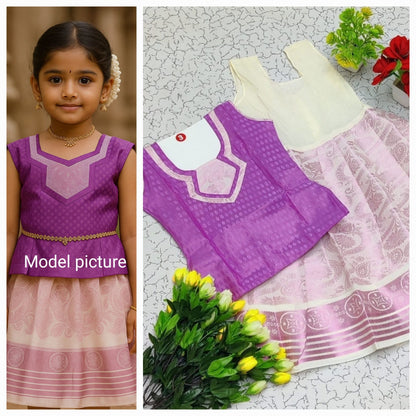 Girls Semi Silk Skirt Blouse