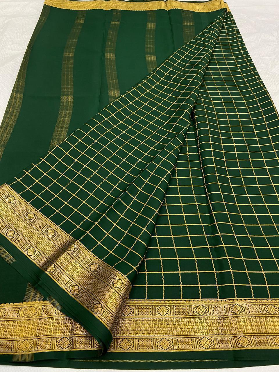 Checked Pure Mysore Silk Sarees