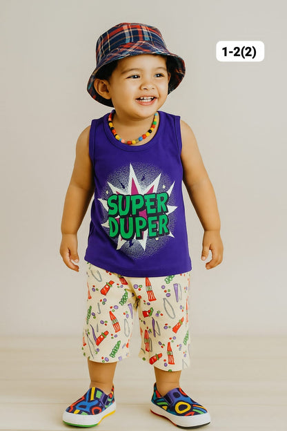 Boys Sleeveless Cotton T-shirts and Shorts