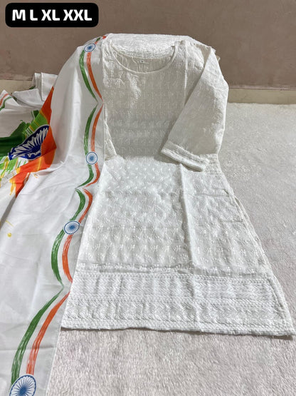 Tiranga Cotton Kurti Dupatta