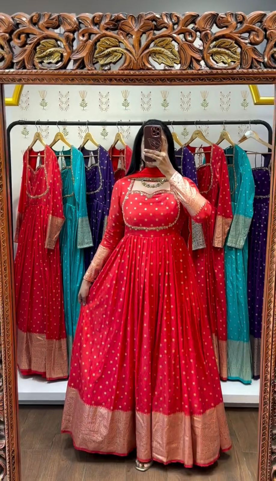 Georgette Silk Gown With Dupatta