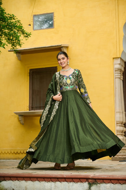 Georgette Silk Gown With Dupatta
