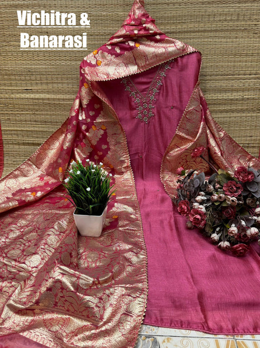 Raw Silk Embroidery Dress materials
