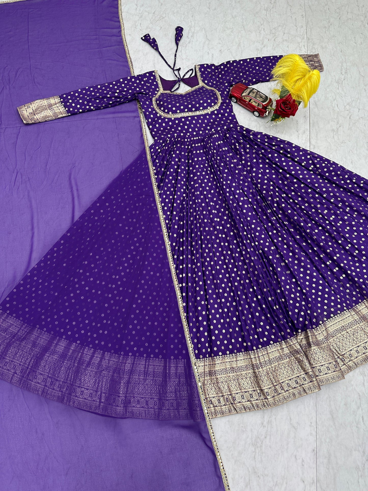 Georgette Silk Gown With Dupatta