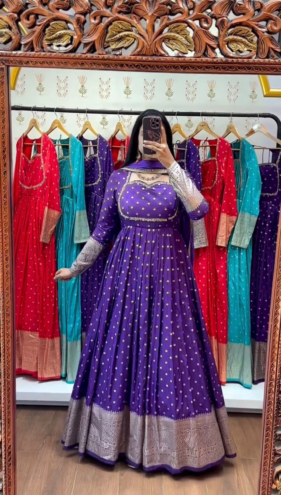 Georgette Silk Gown With Dupatta