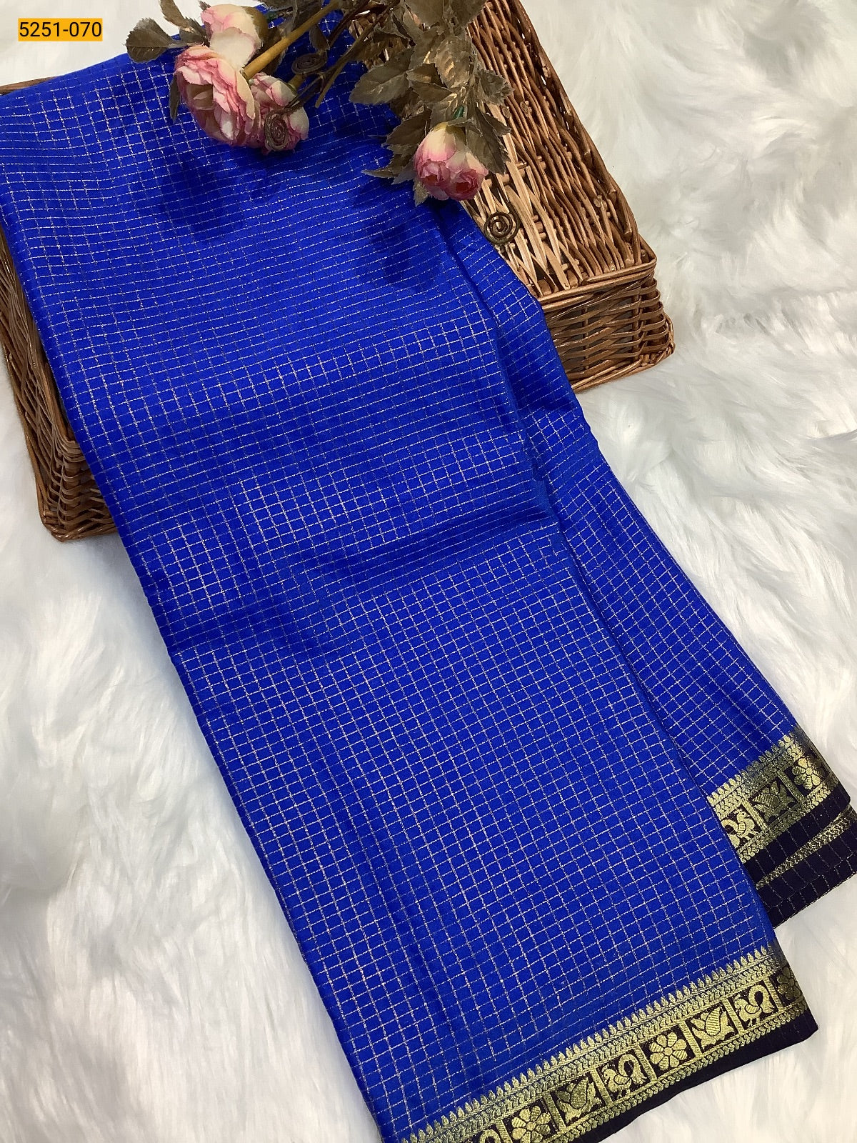 Semi Mysore Silk Checked Sarees