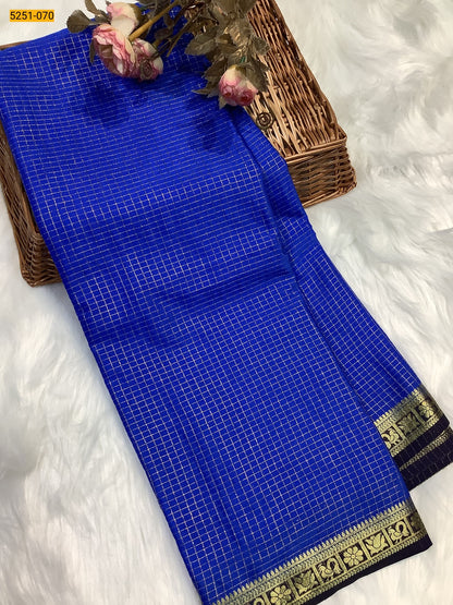 Semi Mysore Silk Checked Sarees