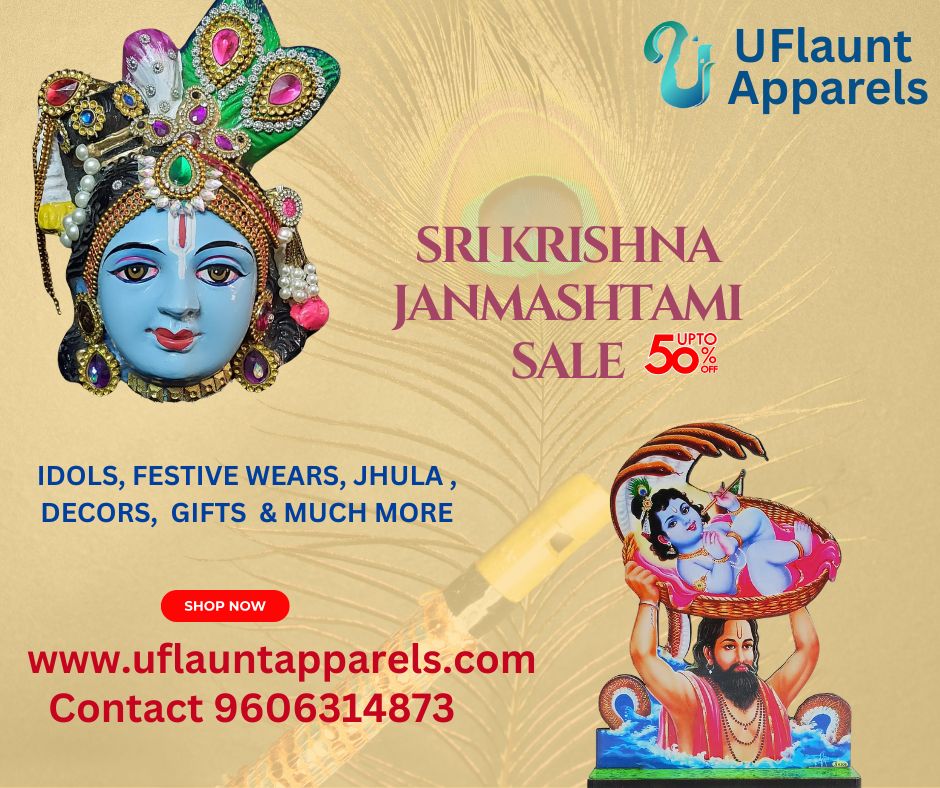 Janmashtami Sale of Idols Festive wears, Jhula, Decors & Gifts
